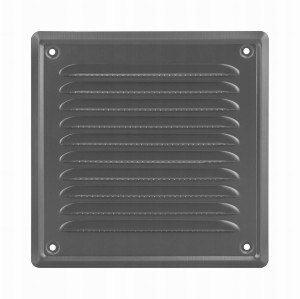 KRATKA WENTYLACYJNA METALOWA 14X14 GRAFIT Z SIATKĄ