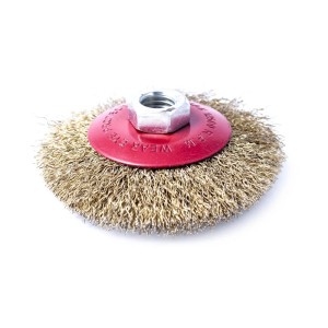 Szczotka TARCZOWA STOŻKOWA 125mm na szlifierkę mosiądz