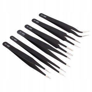 PĘSETY 6 SZTUK ANTYSTATYCZNE ESD 12-14 CM STAL NIERDZEWNA