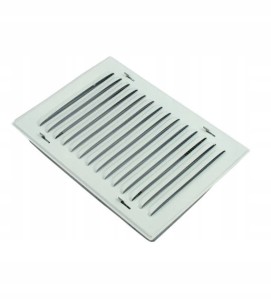 KRATKA WENTYLACYJNA METALOWA Z RAMKĄ 14X14 SKOŚNA BIAŁA