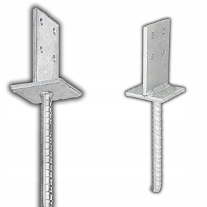 PODSTAWA SŁUPA Z PRĘTEM KOTWA WSPORNIK DO WMURWOANIA TYPU ,,T,, 90MM