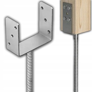 PODSTAWA SŁUPA Z PRĘTEM KOTWA WSPORNIK DO WMURWOANIA TYPU ,,U,, 70MM