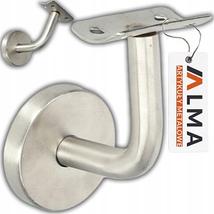 UCHWYT DO PORĘCZY SCHODOWEJ NIERDZEWNY SREBRNY PÓŁOKRĄGŁY F MASKOWNICY 50mm