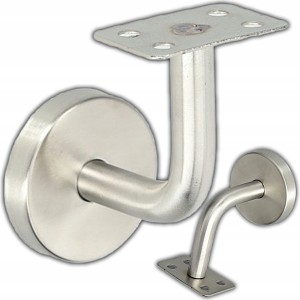 UCHWYT DO PORĘCZY SCHODOWEJ NIERDZEWNY STEBRNY PŁASKI Fi MASKOWNICY 50mm