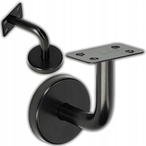 UCHWYT DO PORĘCZY SCHODOWEJ NIERDZEWNY CZARNY PŁASKI Fi MASKOWNICY 50mm