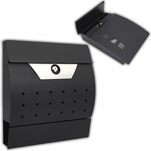 SKRZYNKA METALOWA NA LISTY POCZTĘ PÓŁOKRĄGŁA NOWOCZESNA 31x10x45cm CZARNA