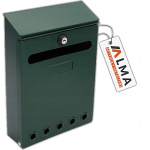 SKRZYNKA Z BLACHY NA LISTY POCZTĘ SMART ZIELONA 2 KLUCZE 25x18x5.7cm