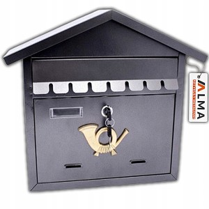 SKRZYNKA STALOWA NA LISTY POCZTE DOMEK POZIOMY SZARA 31x24x14cm ANTYKOROZJA