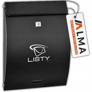 SKRZYNKA STALOWA NA LISTY POCZTĘ A4 WYPUKŁA MALOWANA CZARNA 330x250x65 mm