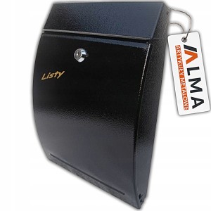 SKRZYKA STALOWA NA LISTY A4 LAKIEROWANA MALOWANA CZARNA Z WRZUTNIKIEM KLAPĄ