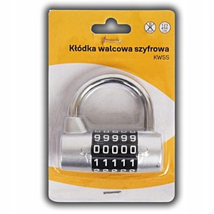 KŁÓDKA PAŁĄKOWA WALCOWA SZYFROWA ASSA ABLOY KWSS LAKIER SREBRNY KOD 5 CYFR