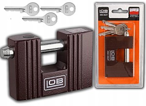 KŁÓDKA ZNALOWA TRZPIENIOWA DO GARAŻU BRAMY BRĄZ LOB 70MM 3 KLUCZE KOMPLET