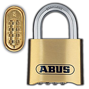 KŁÓDKA JARZMOWA PAŁĄKOWA ABUS 50MM Z KUTEGO MOSIĄDZU SZYFR KOD NA 4 CYFRY