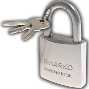 KŁÓDKA NA KLUCZ JARZMOWA PAŁĄKOWA ZATRZASKOWA STAL NIERDZEWNA 3 KLUCZE 40MM