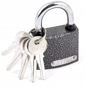 KŁÓDKA JARZMOWA ATOM ŻELIWNA GRUBA 50MM 5 KLUCZY BLISTER HARTOWANY PAŁĄK