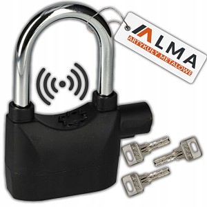 KŁÓDKA JARZMOWA PAŁĄKOWA DŁUGI PAŁĄK NA KLUCZ Z ALARMEM 110dB + 3 KLUCZE