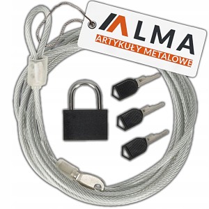 KŁÓDKA JARZMOWA PAŁĄKOWA Z LINKĄ STALOWĄ 4MMx3M ZABEZPIECZENIE UNIWERSALNE