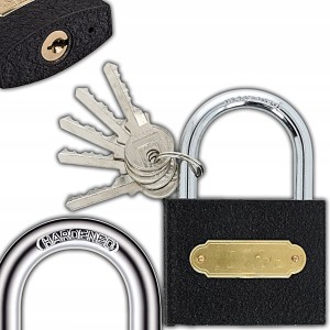 KŁÓDKA ŻELIWNA JARZMOWA PAŁĄKOWA HARTOWANY PAŁĄK 5 KLUCZY KŁÓDKA 50mm