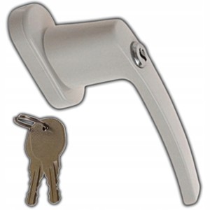 KLAMKA OKIENNA DO OKNA ZNALOWA NA KLUCZYK TRZPIEŃ L-35MM BIAŁA