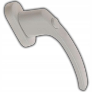 KLAMKA OKIENNA DO OKNA MAGNEZOWA Z PRZYCISKIEM TRZPIEŃ L-35MM BIAŁA