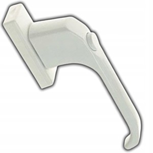 KLAMKA OKIENNA DO OKNA ZNALOWA Z PRZYCISKIEM TRZPIEŃ L-35MM BIAŁA