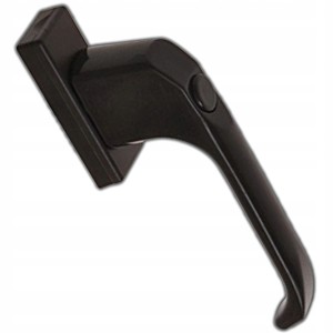 KLAMKA OKIENNA DO OKNA MAGNEZOWA Z PRZYCISKIEM TRZPIEŃ L-32MM BRĄZ