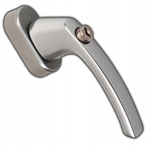 KLAMKA OKIENNA DO OKNA SECUSTIK Z KLUCZEM T-REG. 32-42 MM KOLOR STALOWY