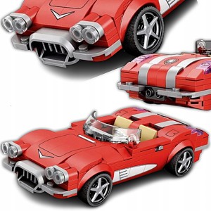 KLOCKI TECHNICZNE RETRO SAMOCHÓD CZERWONY KABRIOLET Z LAT 50 311 ELEMENTY