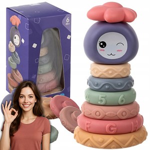 MIĘKKIE GUMOWE KLOCKI SENSORYCZNE WIEŻA KREATYWNY ZESTAW PREZENT DLA DZIECI