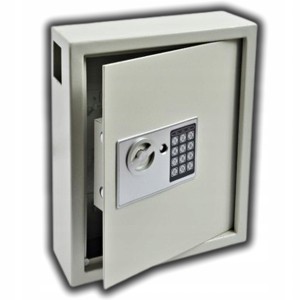SZAFKA NA KOD SCHOWEK SEJF NA 44 KLUCZE BIAŁA CAŁA METALOWA 300x365x100 MM