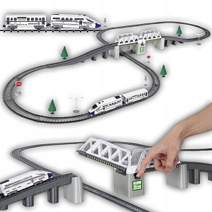 KOLEJKA ELEKTRYCZNA PASAŻERSKA DLA DZIECI NOWOCZESNY POCIĄG 366cm ZESTAW