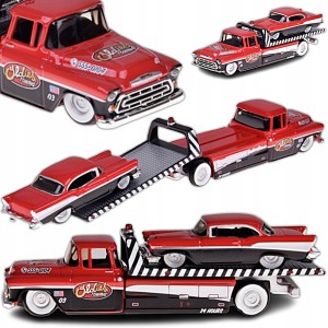 SAMOCHÓD LICENCJONOWANE AUTO METALOWE Chevrolet Flatbed 1957 i Bel Air 1:64