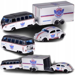SAMOCHÓD LICENCJONOWANE AUTO METALOWE VOLKSWAGEN VAN SAMBA + VW BEETLE 1:64