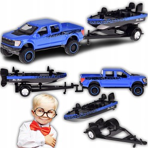 SAMOCHÓD LICENCJONOWANE AUTO METALOWE FORD F-150 SVT RAPTOR + ŁÓDŹ 1:64