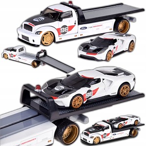 ZESTAW AUTO SAMOCHÓD METALOWY FLATBED FORD GT HERITAGE 2021 1:64 KOMPLET