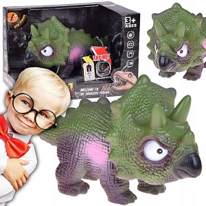 INTERAKTYWNY GUMOWY DINOZAUR TRICERATOPS FIGURKA Z DŹWIĘKIEM RYCZĄCA