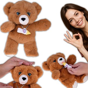 INTERAKTYWNY MIŚ ŚMIEJE SIĘ PŁACZE ZAMYKA OCZY UCZY WRAŻLIWOŚCI MISIEK