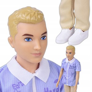 LALKA DLA DZIEWCZYNKI CHŁOPAK BLONDYN W KOSZULI I JASNYCH SPODNIACH