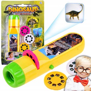 PROJEKTOR LATARKA Z DINOZAURAMI LED 24 SLAJDY DLA MŁODYCH FANÓW DINOZAURÓW