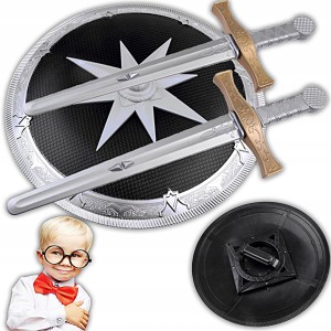 DWA MIECZE + TARCZA OCHRONNA ZESTAW DLA MAŁEGO RYCERZA SUPER DO ZABAWY