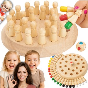 GRA PLANSZOWA ROZWOJOWA DREWNIANA EDUKACYJNA SZACHY PAMIĘCIOWE NA PREZENT