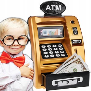 MUZYCZNY BANKOMAT BANK SKARBONKA WESOŁE OSZCZĘDZANIE DLA DZIECI NA PIN