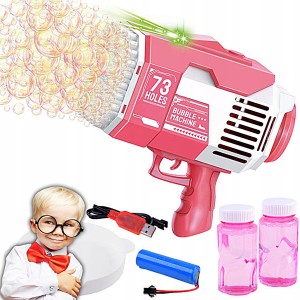 ZABAWKA PISTOLET BAZOOKA DO BAŃKI MYDLANE 73 OTWORY + 2x PŁYN DO BANIEK