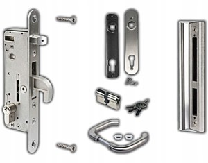 ZESTAW LOCINOX DO BRAM I FURTEK ZAMEK 92/35 ZACZEP KLAMKA WKŁADKA 27/27