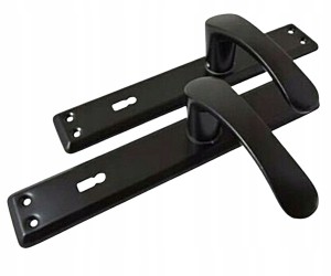 KLAMKA DO ZAMKÓW BRAMOWYCH BRAMOWA NA KLUCZ ANTYKOROZYJNA CZARNA 90MM