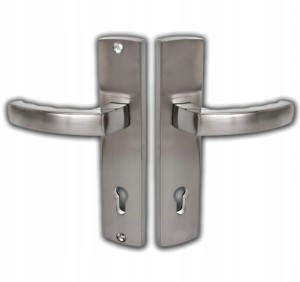 KLAMKA DO DRZWI ZEWNĘTRZNYCH HEROS 92 NA WKŁADKĘ NIKIEL SATYNA PRAWA