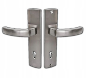 KLAMKA DO DRZWI ZEWNĘTRZNYCH HEROS 92 NA WKŁADKĘ NIKIEL SATYNA LEWA