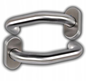 KLAMKA DRZWIOWA DO DRZWI INOX Z TARCZKĄ OWALNĄ TRZPIEŃ 8MM STAL NIERDZEWNA