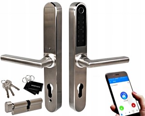 KLAMKA ELEKTRONICZNA NA ODCISK PALCA APLIKACJA KARTA KOD STAL NIERDZEWNA