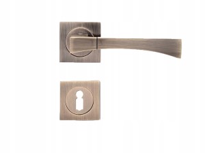 KLAMKA DRZWIOWA SZYLD DOLNY NA KLUCZ PATYNA CUBA ZESTAW